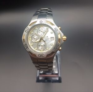 Vintage Citizen Two-Tone Chronograph Driver's Watch with Silver Dial